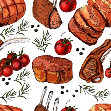 Hand drawing meat Stock Illustration