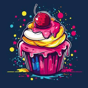 Hand drawing muffin in vector shapes Stock Illustration