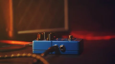 Hand drawing music video effect. Scribble. Guitar pedals and musician's foot Stock Footage 104457220