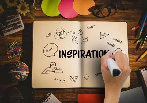 Hand drawing in a notebook a graphic about inspiration Stock Photos