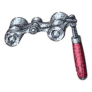 Hand drawing opera glasses for theater performance Stock Illustration