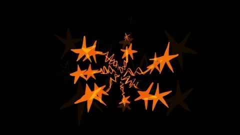 Hand-drawing orange arrows and stars on a black background. Stock animation with Stock Footage 339021540