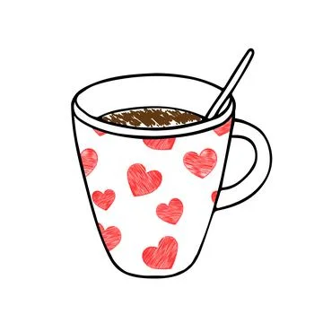Hand drawing outline vector illustration of a cup of hot tea or coffee with a Illustrazione stock