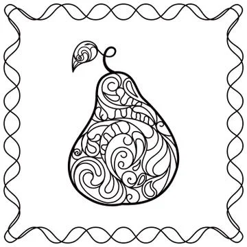 Hand drawing pear filled Stock Illustration