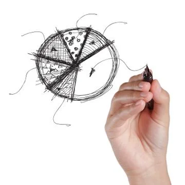 Hand drawing pie on a white Stock Illustration