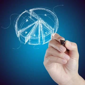 Hand drawing pie on a white Stock Illustration