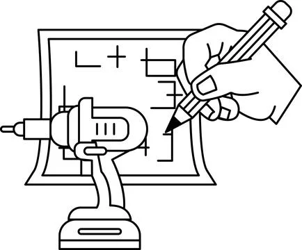 A hand is drawing on a piece of paper with a pencil Stock Illustration