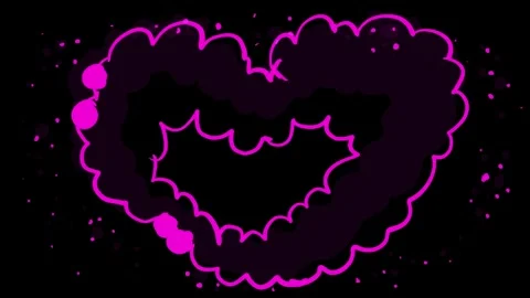 Hand-drawing a pink heart made of smoke. Flickering strokes and filled romantic Stock Footage 339022213