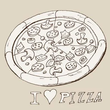 Hand drawing pizza Stock Illustration