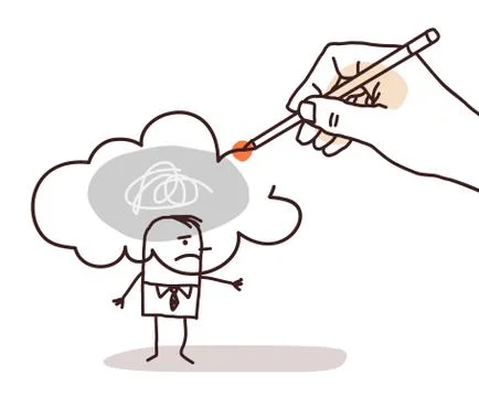 Hand Drawing a Polluted Cloud on a Cartoon man Stock Illustration