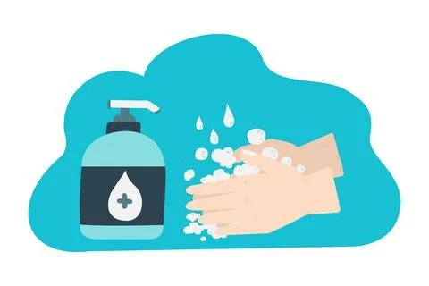 Hand drawing the protocol wash hand for healthy Stock Illustration