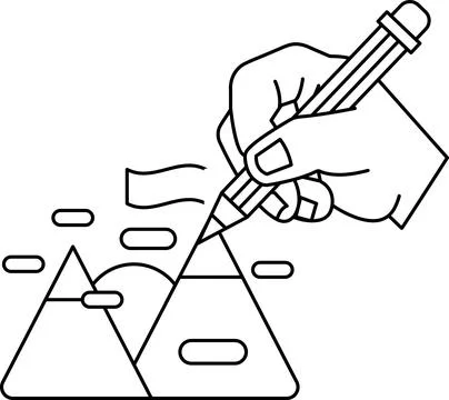 A hand is drawing a pyramid with a pencil Stock Illustration