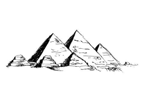 Hand drawing pyramids Stock Illustration