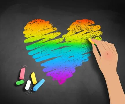 Hand drawing rainbow colored heart Stock Illustration