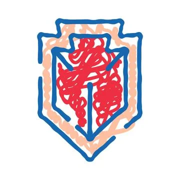 Hand drawing red blue abstract messy shield symbol Stock Illustration