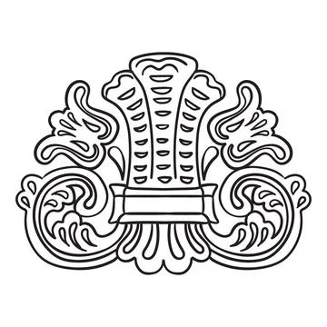 Hand drawing retro baroque design black line element vector illustration Stock Illustration