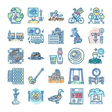 Hand drawing scribbles collection of conceptual icons Stockillustratie