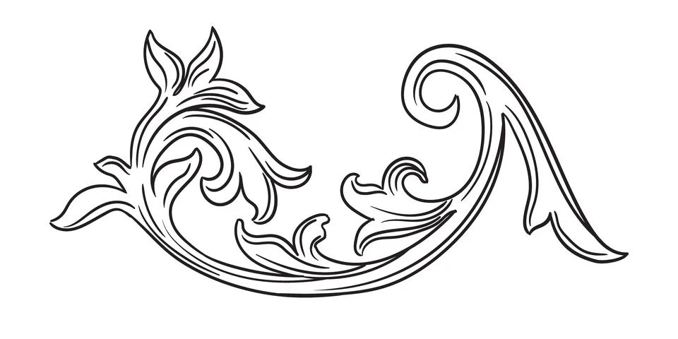Hand drawing scroll twisted decorative design element vector Stock Illustration