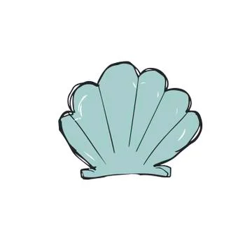 Hand drawing of sea cockleshell. Vector Art Illustration on white background Stock Illustration