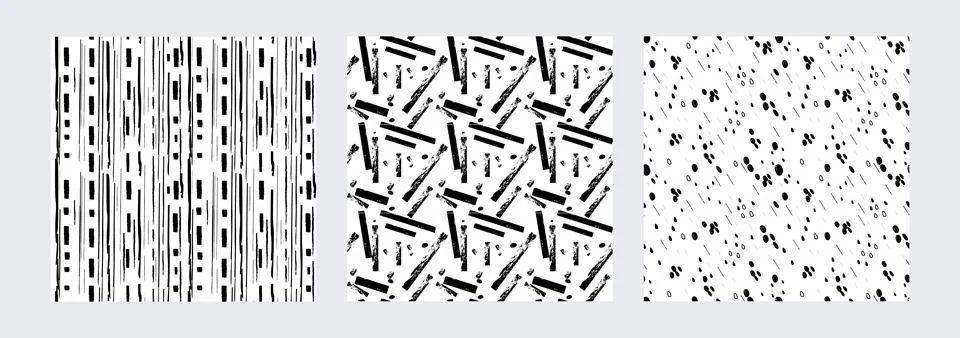 Hand drawing seamless pattern with small dashes, mini dots and short scattered Stock Illustration