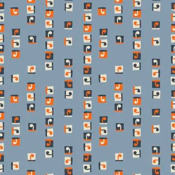 Hand drawing Seamless vector pattern. Background. with abstract square elemen Stock Illustration