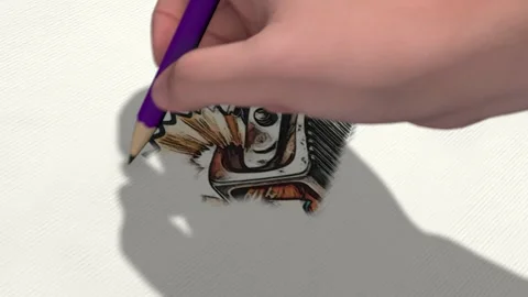 Hand drawing sharpener in a sketch style, showcasing back-to-school concepts Video stock 279774133