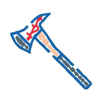 Hand drawing simple doodle style axe icon Illustrazione stock