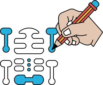 A hand is drawing a skeleton with a pencil Stock Illustration