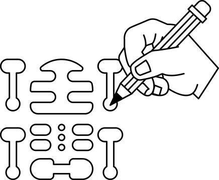 A hand is drawing a skeleton on a white background Stock Illustration