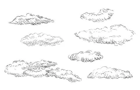 Hand drawing sketch clouds set vector illustration Stock Illustration