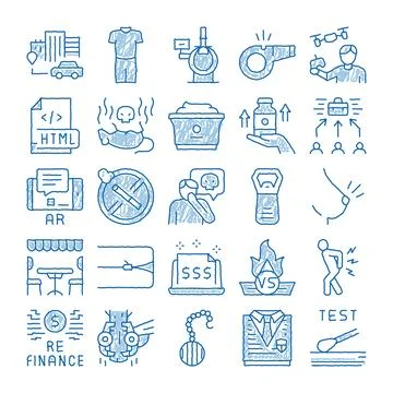 Hand drawing sketch of everyday situations concepts Stock Illustration