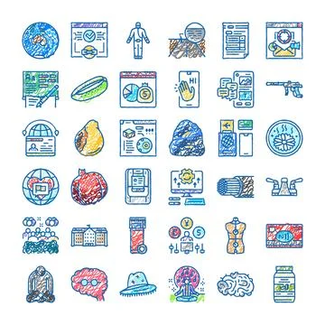 Hand drawing sketch icon collection for web design 库存插图