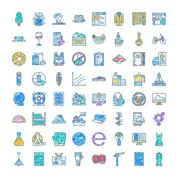 Hand drawing sketch icon set doodle symbols Illustrazione stock
