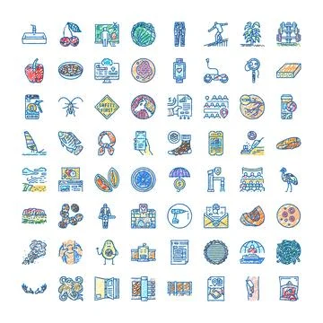 Hand drawing sketch icon set collection Stock Illustration