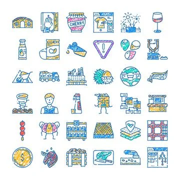 Hand drawing sketch icons set concept Ilustración de archivo
