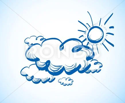 Hand drawing sky with clouds Stock Illustration