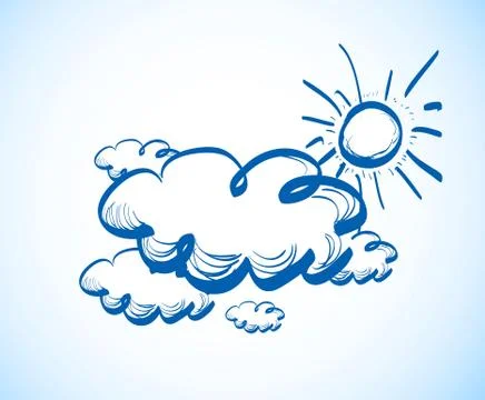 Hand drawing sky with clouds Stock Illustration