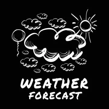 Hand drawing sky with clouds Stock Illustration