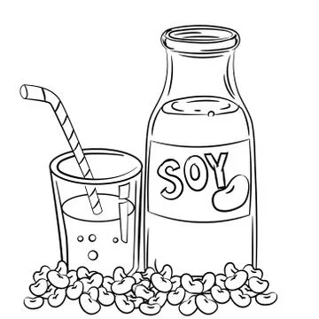 Hand drawing soy milk -Vector Illustration Stock Illustration