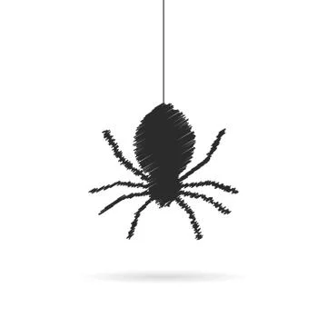 Hand drawing spider icon with shadow Stock Illustration