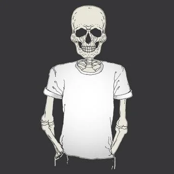 Hand drawing style skull Stock Illustration