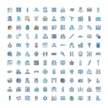 Hand drawing style vector line icons collection Stock Illustration