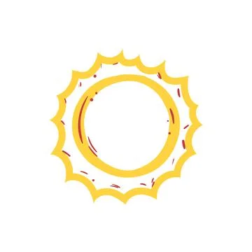 Hand drawing sun with bright yellow rays Stock Illustration