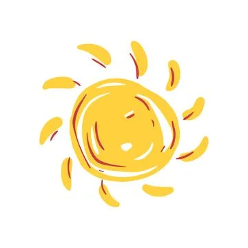 Hand drawing sun bringing summer weather and warmth Stock Illustration