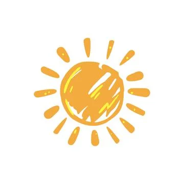 Hand drawing sun icon creating warm weather feeling Stock Illustration