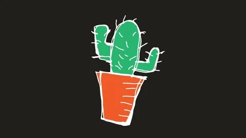 Hand drawing symbol black screen with theme of Cactus Stock Footage 100757528