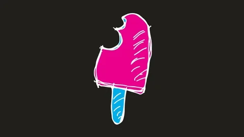 Hand drawing symbol black screen with theme of ice cream Stock Footage 100757569