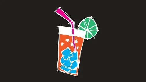 Hand drawing symbol black screen with theme of soft drinks Stock Footage 100757586