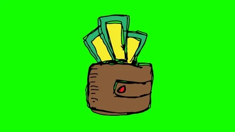 Hand drawing symbol green screen with theme of wallet Видео 100644448