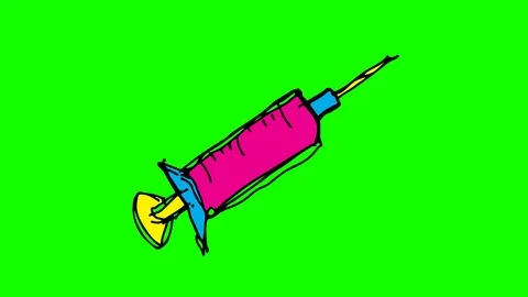 Hand drawing symbol green screen with theme of injection Stock Footage 100684832